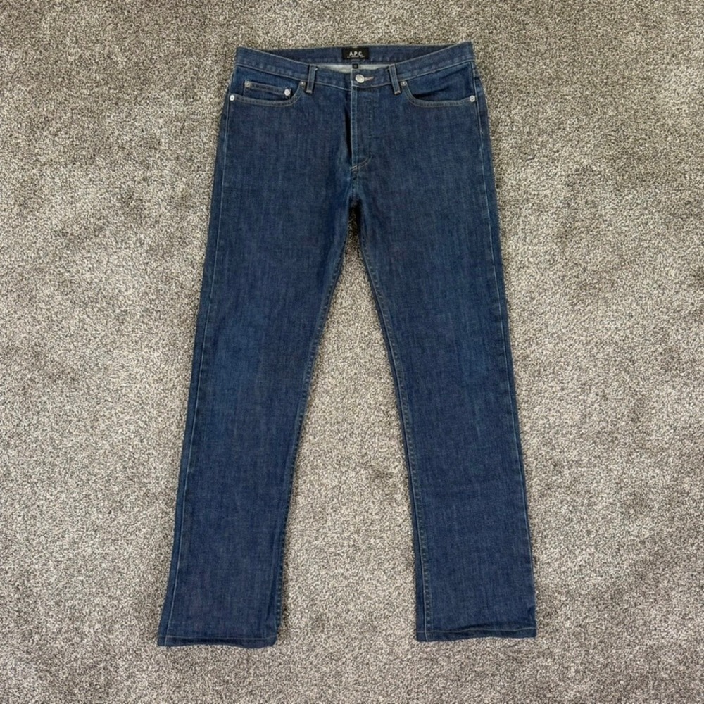 APC Rue Madame Paris Button Fly Straight Leg Fit Jeans Mens 33 Dark Wash Indigo